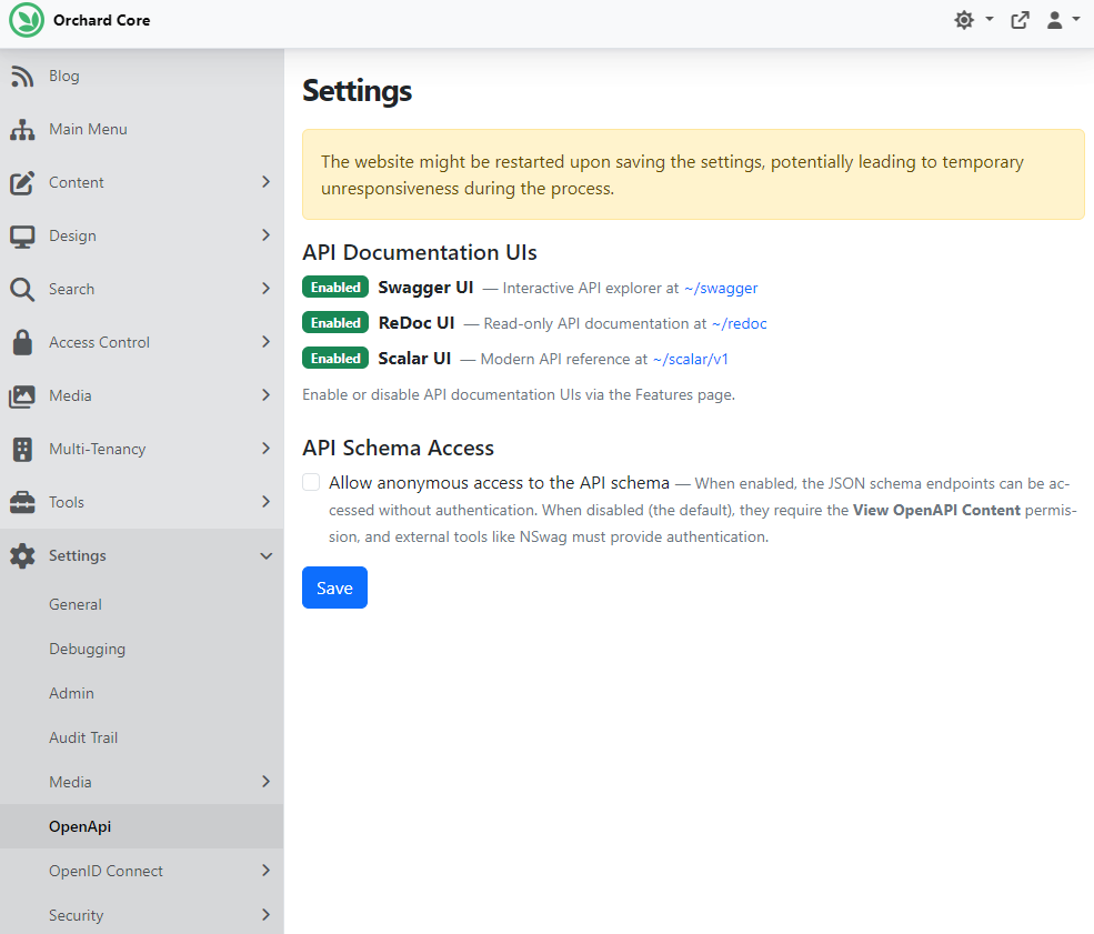 OpenApi Settings